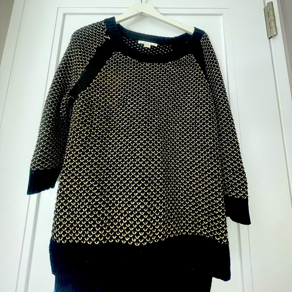 Cooper and Ella Small Knit Sweater, Black and Gold Thread